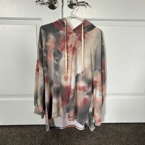 Women's Lightweight Tie-Dye Shirt with Hood Size XL NWOT